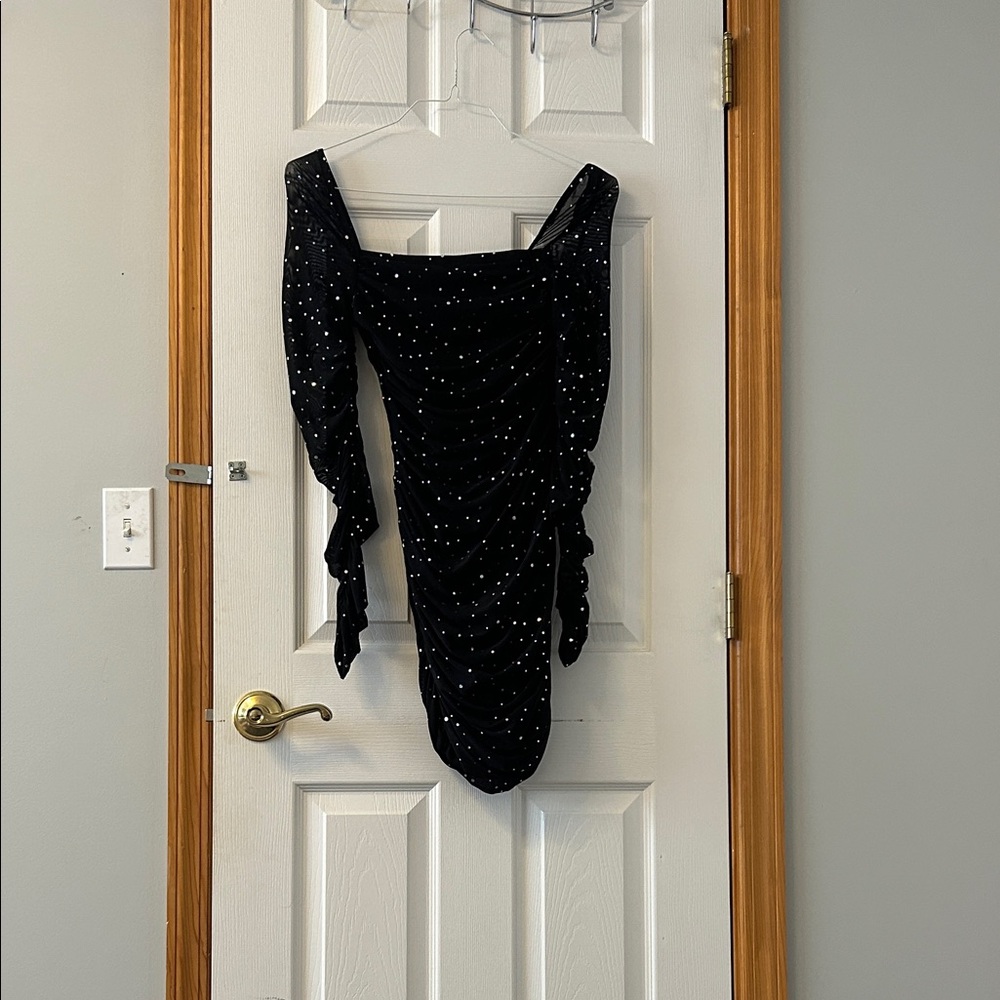 SHEIN Black Dress with sequin circles